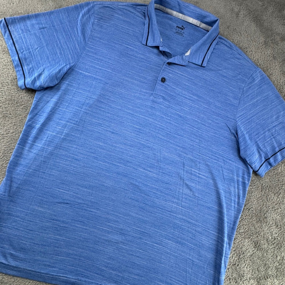 Puma Golf Polo Shirt Mens‎ XL Blue Excellent Space Dye Performance 599117-21